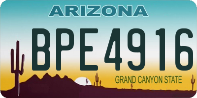 AZ license plate BPE4916
