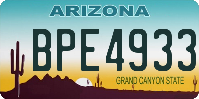 AZ license plate BPE4933