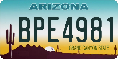 AZ license plate BPE4981