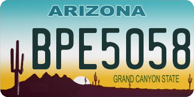 AZ license plate BPE5058