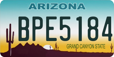 AZ license plate BPE5184