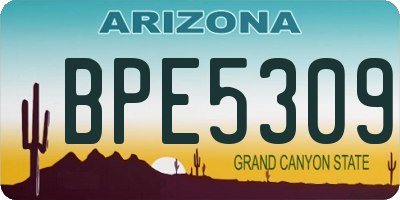 AZ license plate BPE5309