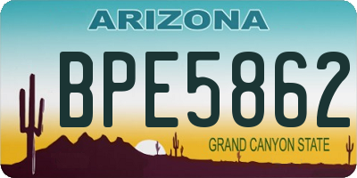 AZ license plate BPE5862