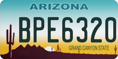 AZ license plate BPE6320