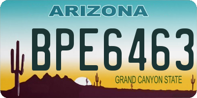 AZ license plate BPE6463