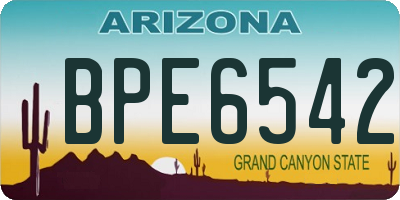AZ license plate BPE6542
