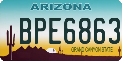 AZ license plate BPE6863