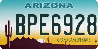 AZ license plate BPE6928