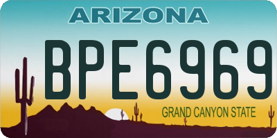 AZ license plate BPE6969