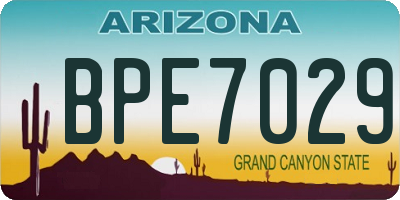 AZ license plate BPE7029