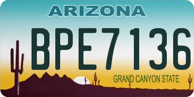 AZ license plate BPE7136