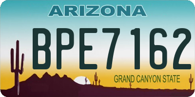 AZ license plate BPE7162