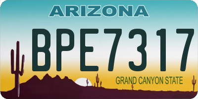 AZ license plate BPE7317