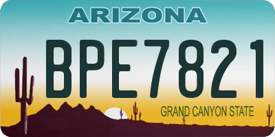 AZ license plate BPE7821