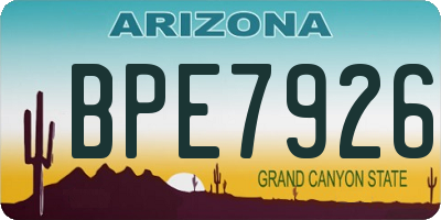 AZ license plate BPE7926