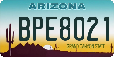 AZ license plate BPE8021
