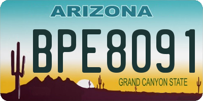 AZ license plate BPE8091