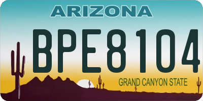 AZ license plate BPE8104
