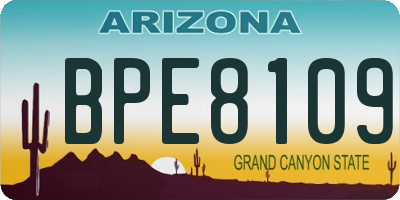 AZ license plate BPE8109