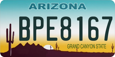 AZ license plate BPE8167