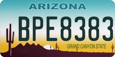 AZ license plate BPE8383