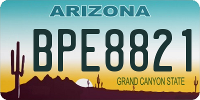 AZ license plate BPE8821