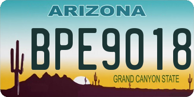 AZ license plate BPE9018