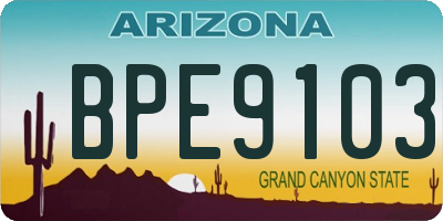 AZ license plate BPE9103
