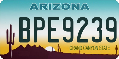 AZ license plate BPE9239
