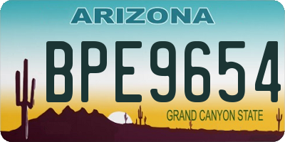 AZ license plate BPE9654