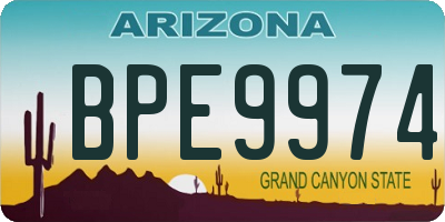 AZ license plate BPE9974