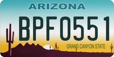 AZ license plate BPF0551
