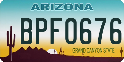 AZ license plate BPF0676