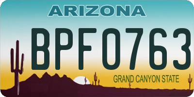 AZ license plate BPF0763