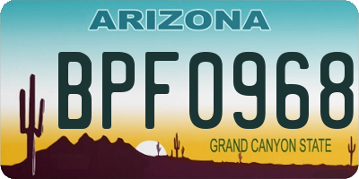AZ license plate BPF0968