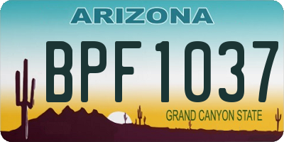 AZ license plate BPF1037