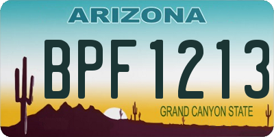 AZ license plate BPF1213