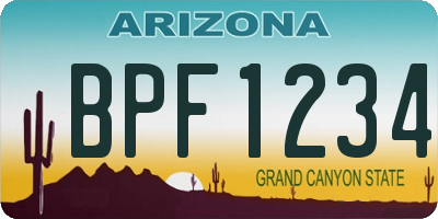 AZ license plate BPF1234