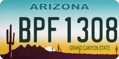 AZ license plate BPF1308