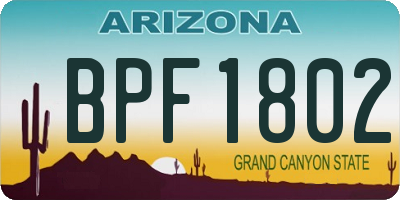 AZ license plate BPF1802