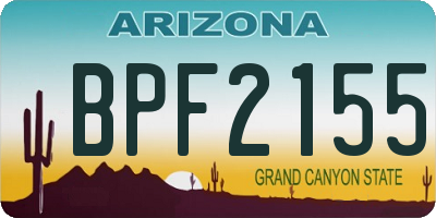 AZ license plate BPF2155