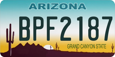 AZ license plate BPF2187