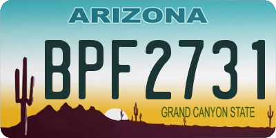 AZ license plate BPF2731
