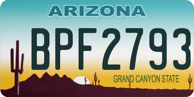 AZ license plate BPF2793