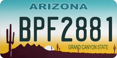 AZ license plate BPF2881
