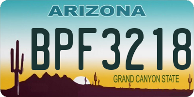AZ license plate BPF3218