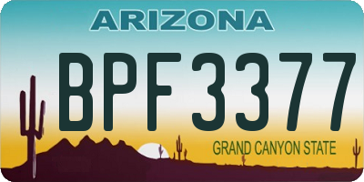 AZ license plate BPF3377