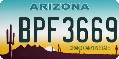 AZ license plate BPF3669