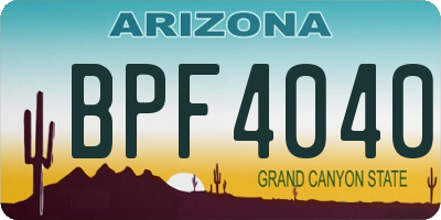 AZ license plate BPF4040