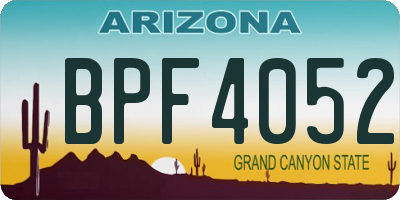 AZ license plate BPF4052